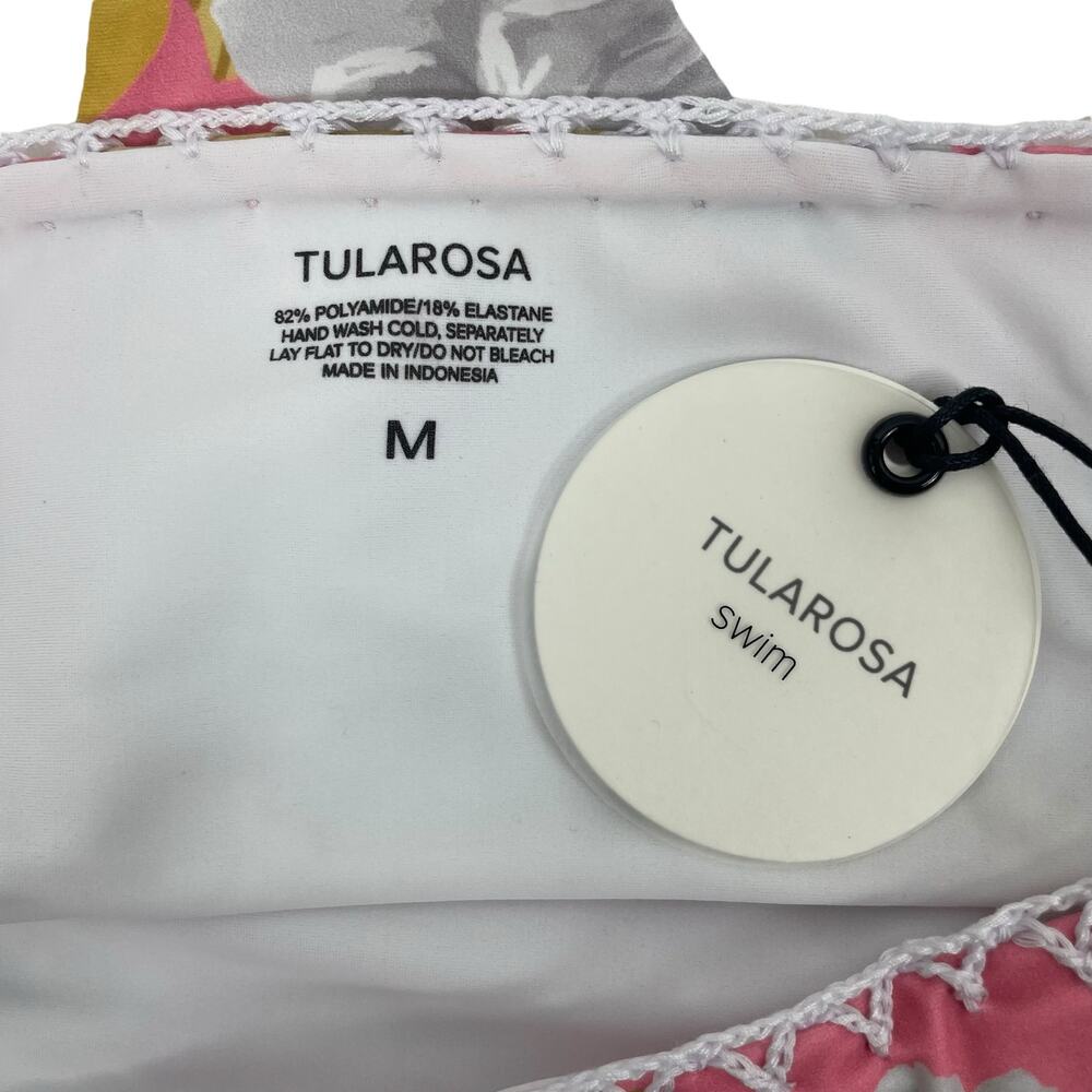 Tularosa Mateo Floral Swim Bikini Bottom Side Cutout Pink Size M - Picture 9 of 9